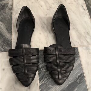 Vince Black Flats with Woven Detail